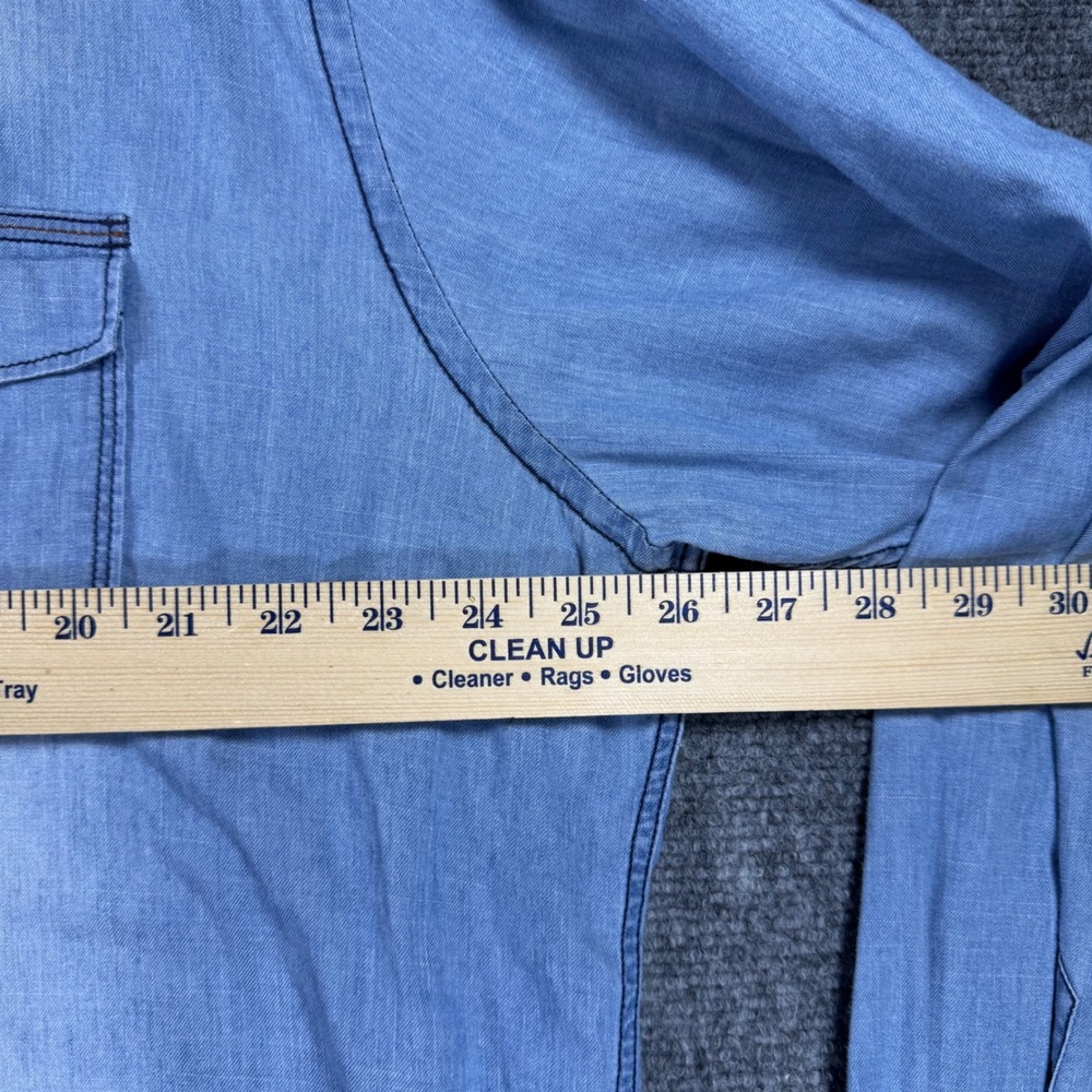 Brax Feel Good Mens XXL Light Wash Denim Look Long Sleeve Button Down Shirt - Picture 11 of 13